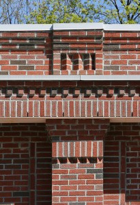 Family Discount Laundry (Mattapan, MA), Brick Detail at building cornice and parapet